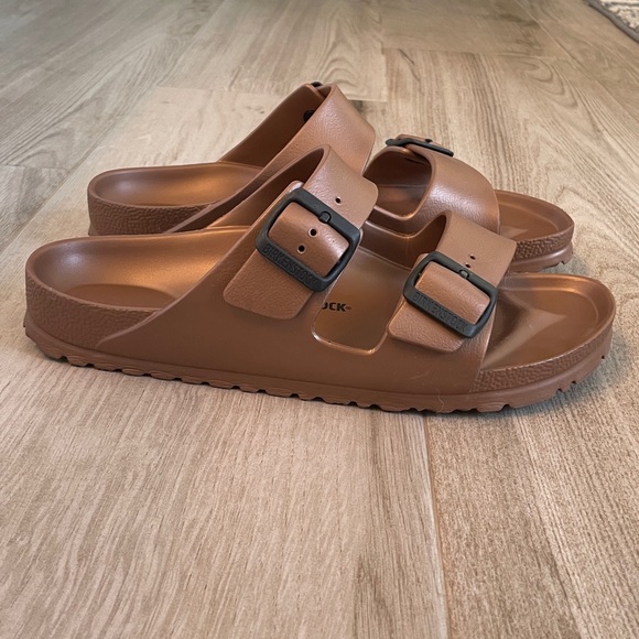 Birkenstock Gold/Brown Slide Sandals - Picture 3 of 8